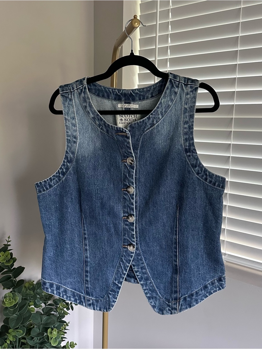 Scotch & Soda Blue Denim Button Vest
